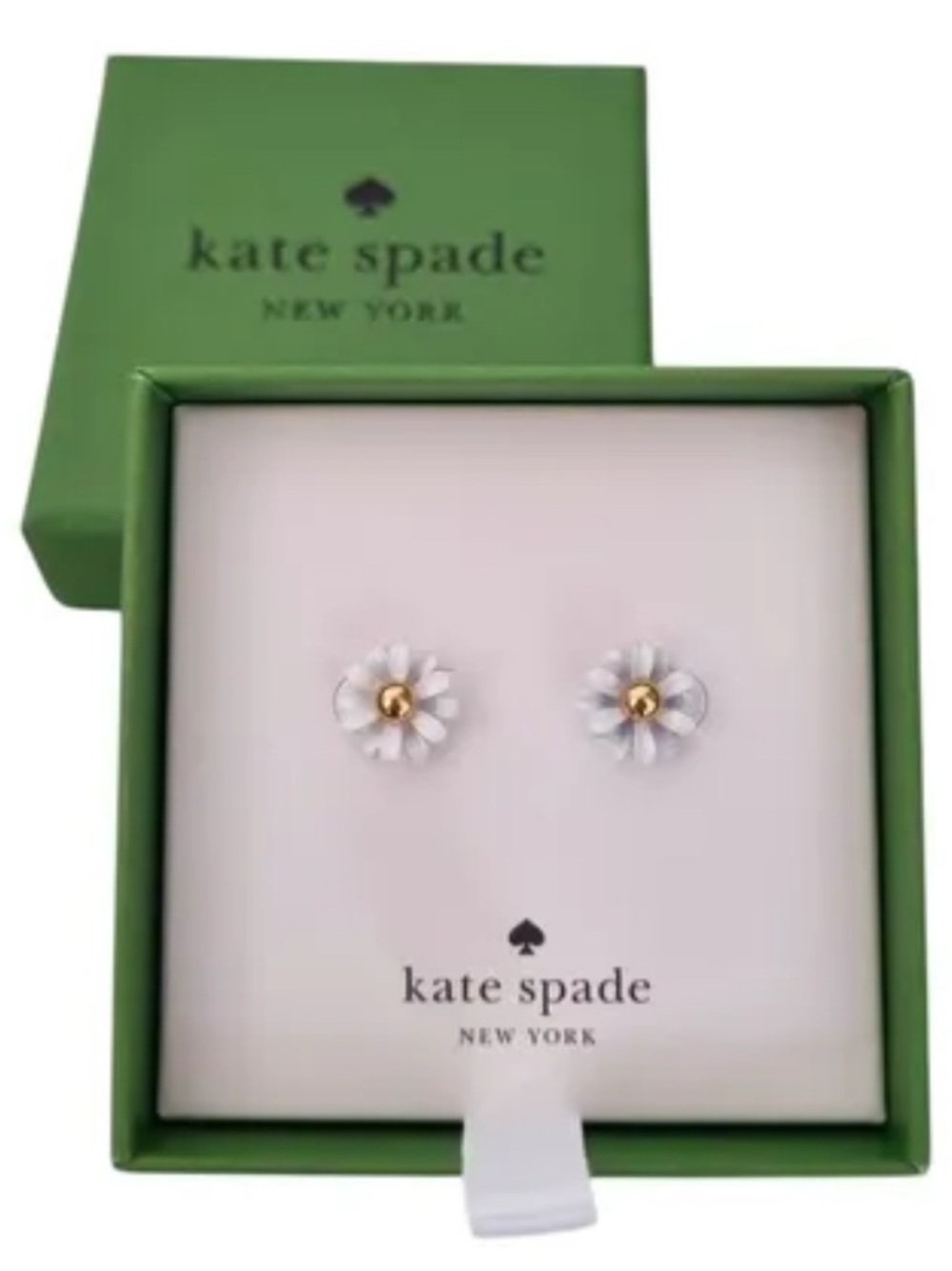 kate spade white and gold daisy stud earrings
